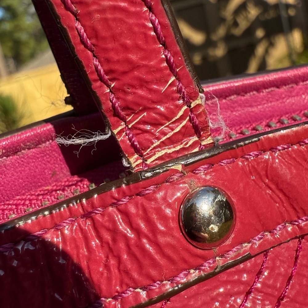 ▶️ Coach ◀️ Hot Pink Patent Leather Tote F15142 - Picture 13 of 17